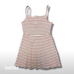 Zara Girls Size 11 Red Striped Skater Dress Sleeveless Summer Casual